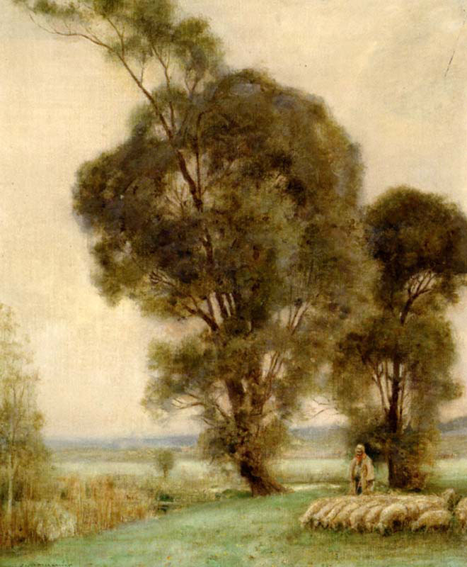 A Shepherdess and Her Sheep